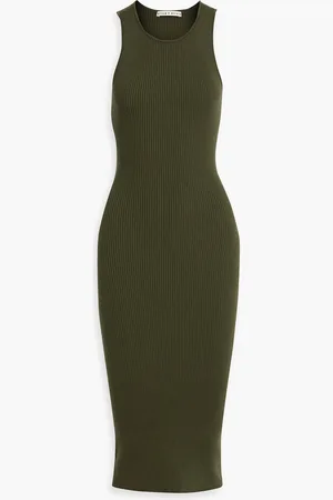 ALICE+OLIVIA Alice Olivia - Wright ribbed wool-blend midi dress - Green - XL