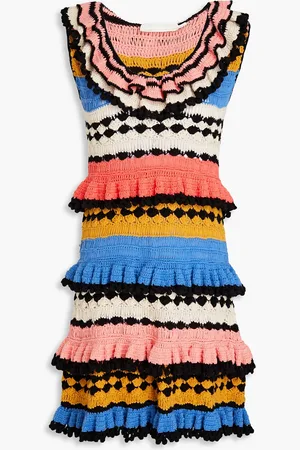 ZIMMERMANN Tiered pompom-embellished crocheted cotton mini dress - - 1