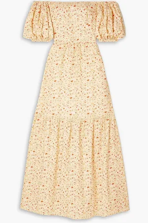 Peony Off-the-shoulder cotton and ECOVERO™-blend maxi dress - Yellow - XS
