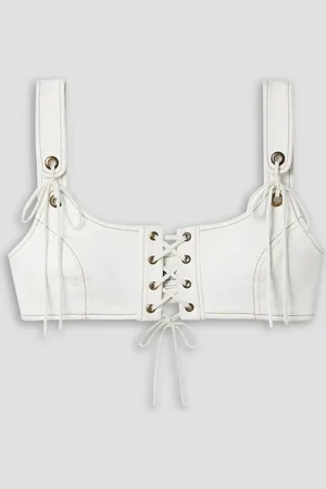 MONSE Lace-up cotton-twill bralette - - US 4