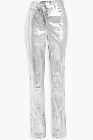 Helmut Lang Mirror crinkled-leather straight-leg pants - Metallic - US 2