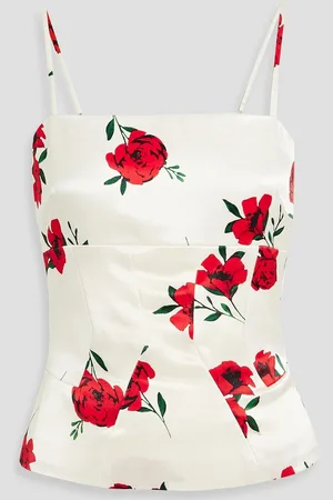 Nicholas Floral-print satin-crepe top - White - US 6