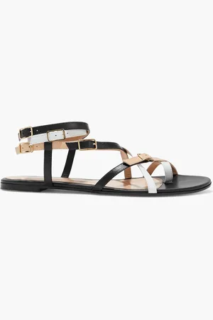 Gianvito Rossi Cassandra buckled color-block leather sandals - Neutral - EU 38.5