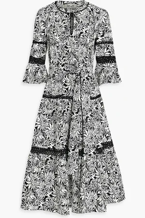 Diane von Furstenberg Julia belted floral-print cotton-blend poplin midi dress - - XS