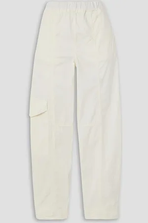 Ganni Cotton-blend straight-leg cargo pants - White - DE 36