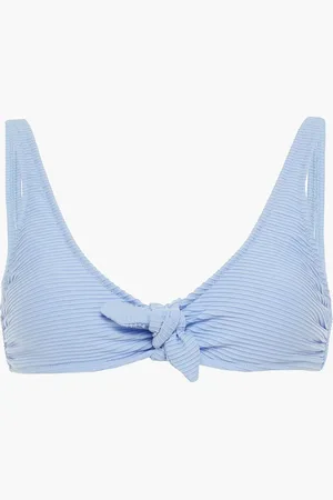 Heidi Klein Knotted ribbed bikini top - Blue - L