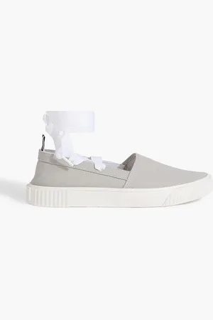 Thom Browne Grosgrain-trimmed canvas sneakers - Gray - EU 38.5
