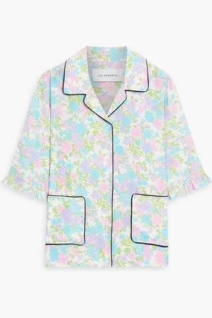 Les Rêveries Floral-print silk-crepe shirt - Blue - US 2