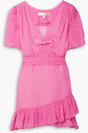 LOVESHACKFANCY Azreal belted ruffled polka-dot crepe de chine mini dress - - US 8
