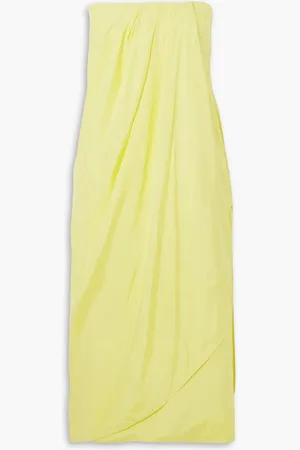 GAUGE81 Onna strapless draped silk-satin midi dress - Yellow - DE 38