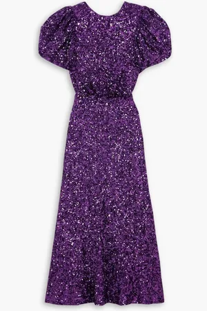ROTATE Dawnty open-back sequined tulle midi dress - Purple - DE 34