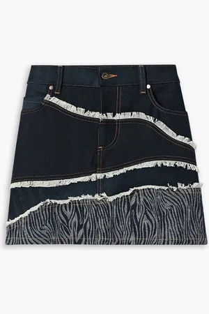 Ahluwalia Frayed paneled denim mini skirt - Blue - 24