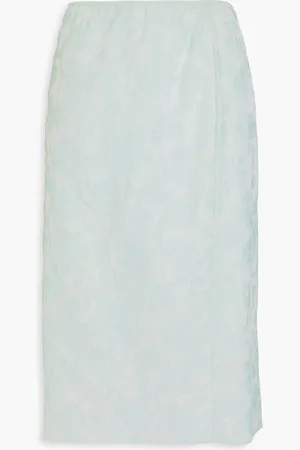 BITE Cotton-blend jacquard skirt - Green - UK 10