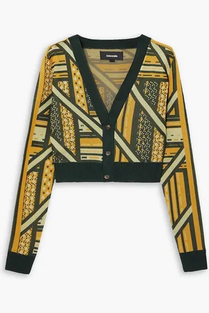 Ahluwalia Ayo cropped intarsia-knit cardigan - Yellow - UK 8