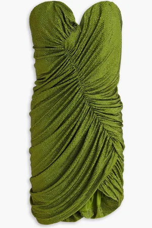 ALEXANDRE VAUTHIER Strapless ruched embellished stretch-jersey mini dress - Green - FR 40