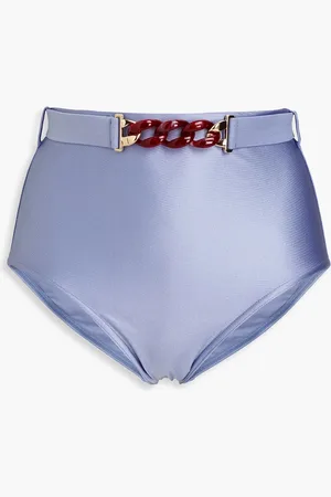 ZIMMERMANN Chain-embellished belted high-rise bikini briefs - Blue - 2