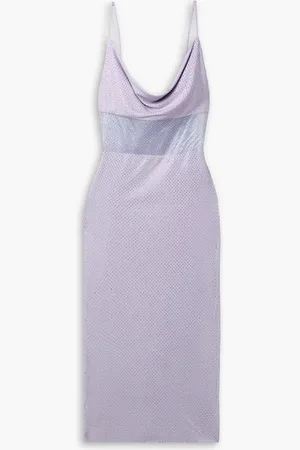 ET OCHS Harmony organza-trimmed embellished stretch-jersey midi dress - Purple - US 8