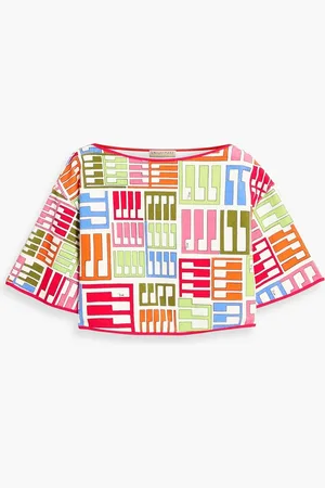 Puccini Cropped printed cotton-blend terry top - - S