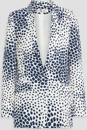 Diane von Furstenberg Quentin printed crepe blazer - Blue - US 00