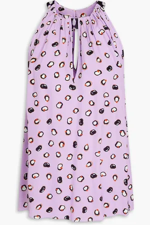 Diane von Furstenberg Lilia cutout printed crepe top - Purple - L