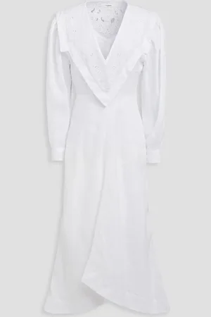 Marant Etoile Erna broderie anglaise linen midi dress - - FR 42