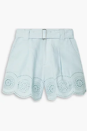 A.L.C. Milos belted broderie anglaise linen shorts - Blue - US 12