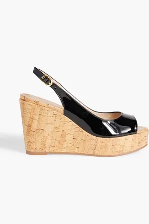 Stuart Weitzman Riveria patent-leather wedge slingback sandals - - EU 39.5