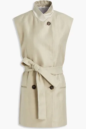Brunello Cucinelli Double-breasted linen-twill vest - Neutral - IT 42