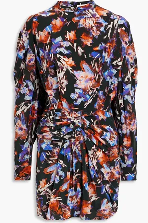 IRO Merera ruched printed crepe mini dress - - FR 36
