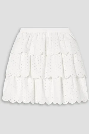 Jason Wu Scalloped tiered broderie anglaise cotton-blend mini skirt - - US 10