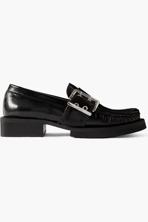 Ganni Feminine buckled faux patent-leather loafers - - EU 35