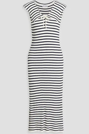 RIXO London Antibes striped ribbed-knit midi dress - - UK 12