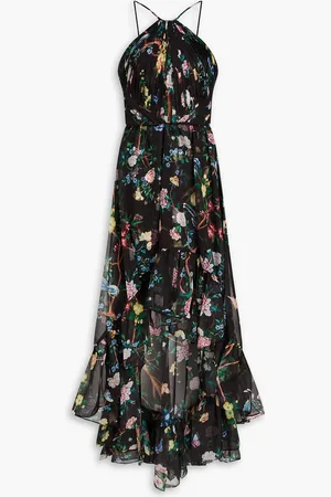Marchesa Notte Ruffled floral-print chiffon gown - - US 14