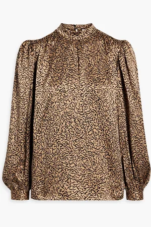 Frame Printed silk-satin blouse - Neutral - L