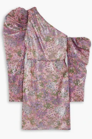 Les Rêveries One-shoulder floral-print sequined tulle mini dress - Purple - US 8