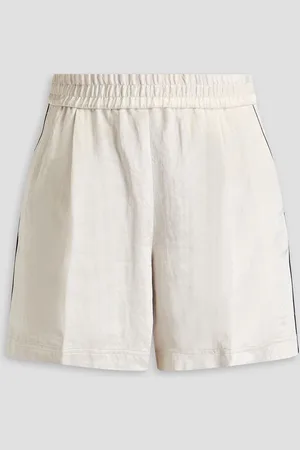 Helmut Lang Pleated crinkled crepe-satin shorts - White - M