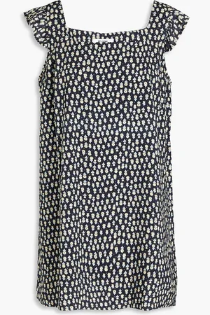 RE/DONE Floral-print cotton-blend jersey mini dress - Blue - M