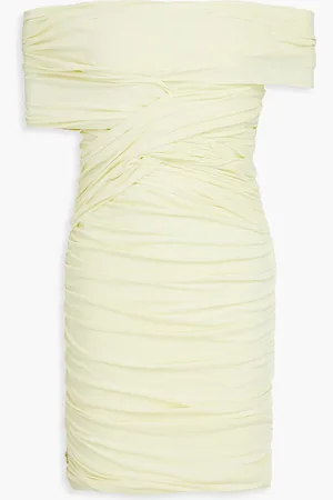 Alexander Wang Off-the-shoulder ruched stretch-velvet mini dress - Yellow - S