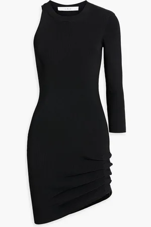 IRO Aurora one-sleeve ruched ribbed-knit mini dress - - M