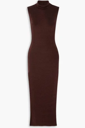 GAUGE81 Flora metallic jersey turtleneck midi dress - Brown - DE 44