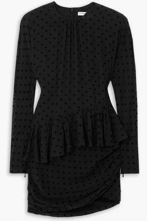 Alessandra Rich Polka-dot flocked silk-georgette mini dress - - IT 38