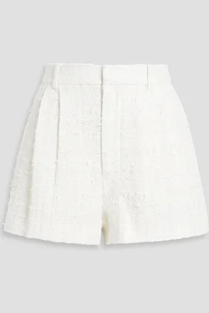 ALICE+OLIVIA Alice Olivia - Conry pleated bouclé-tweed shorts - White - US 12