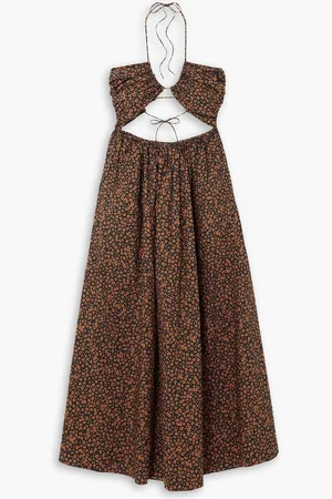 MATTEAU Cutout floral-print cotton-poplin maxi dress - Brown - 5
