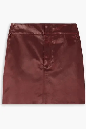 Gauchere Cotton-blend sateen mini skirt - Burgundy - FR 40