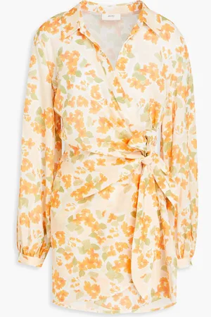 Peony Floral-print linen and cotton-blend coverup - Orange - XL
