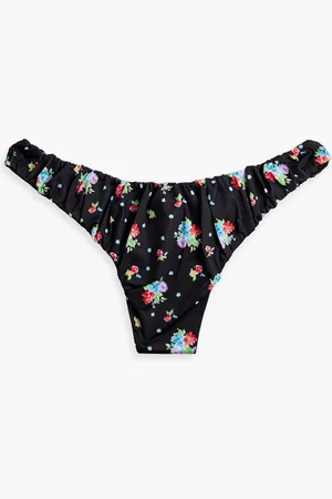 Caroline Constas Dorit gathered floral-print low-rise bikini briefs - - XS