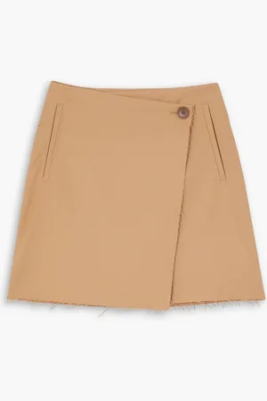 By Malene Birger Esmaa frayed stretch-twill mini wrap skirt - Neutral - DE 42