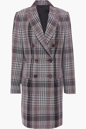 Brunello Cucinelli Double-breasted checked wool coat - - IT 42
