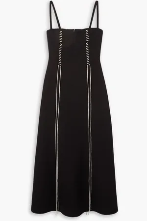 Chloé Embroidered wool and linen-blend midi dress - - FR 44