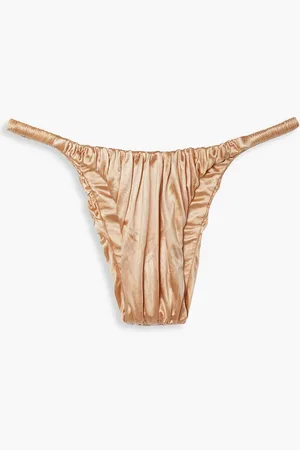 Isa Boulder Waves ruched stretch-satin low-rise bikini briefs - Orange - L